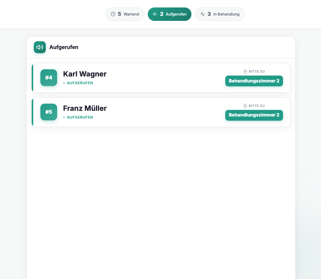 Warteraum Patientenansicht