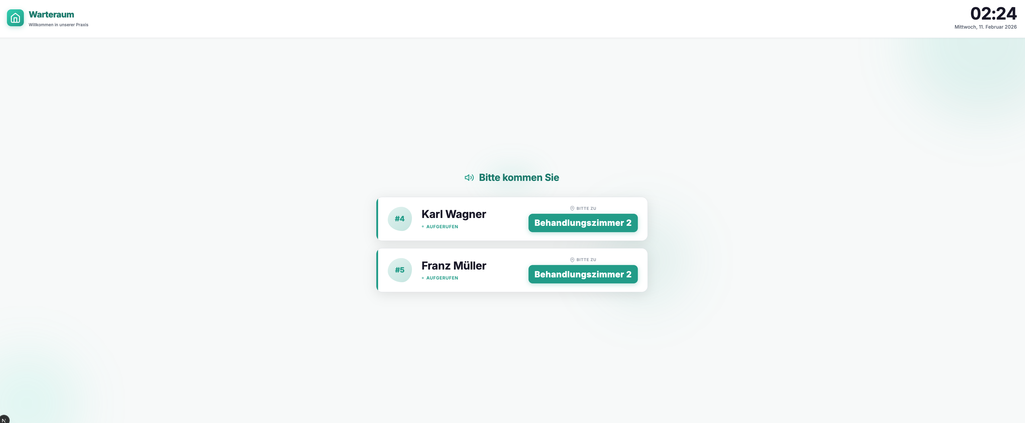 Wartezimmer Patientenansicht